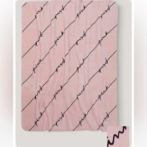 Victoria's Secret Pink Sherpa Blanket Black Logo 50” x 60” New